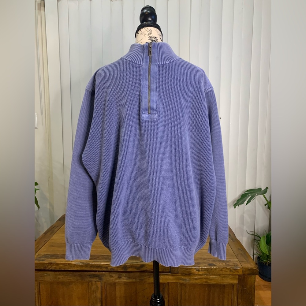 Tommy Bahama 1/4 Zip Pullover Waffle Knit Sweater Mens Indigo Blue Size: 2XT